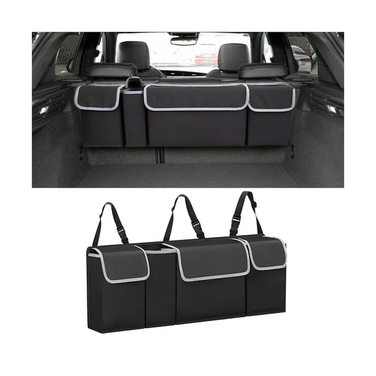 Collapsible Trunk Organizer with 4 Pockets - Hanging Design for SUV/Truck/MPV