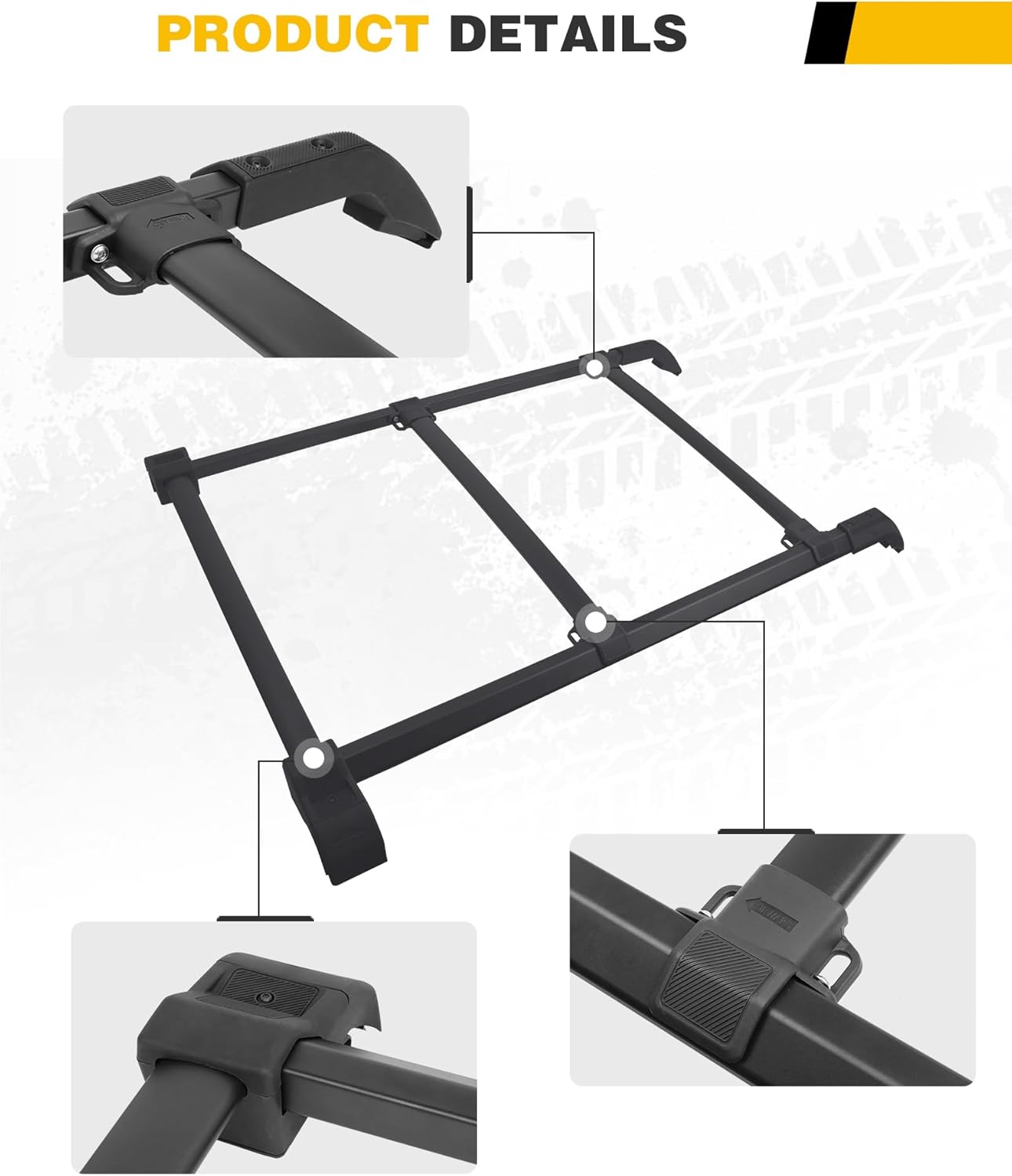 5PCS Cross Bars Roof Rack Rails Kit Fit for Ford Bronco Hard TOP 2Door & 4Door 2021-2025, Rooftop Luggage Rack Crossbars Cargo Carrier Accessories