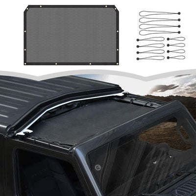 Mesh Bikini Sunshade for 2018-2026 Jeep Wrangler JL & Gladiator JT - UV/Heat Block (Plain Black)