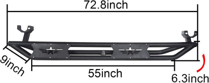 Textured Black Tube Running Boards for 2007-2018 Jeep Wrangler JK 4-Door