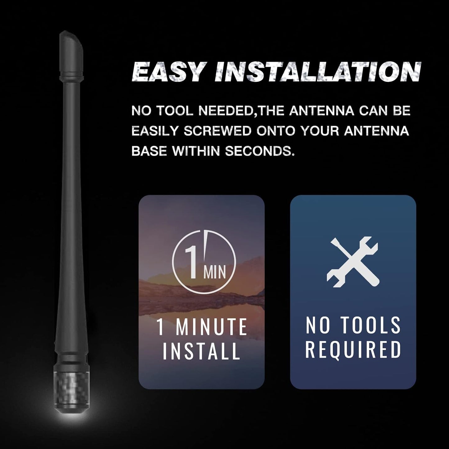 RYDONAIR Short Antenna Compatible with Ford F150 2009-2025 & Ford Bronco 2021-2025, Internal Copper Coil for Enhanced Reception, Car Wash Proof, 7 inches Rubber Antenna Replacement