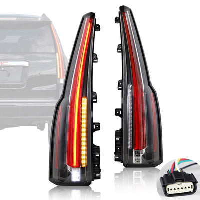 Full LED Tail Lights for GMC Yukon 2015–2020, Plug & Play, Amber Turn Signal, Driver & Passenger Sides, Smoked