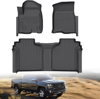 TPE Floor Liners for 2019-2025 Chevy/GMC 1500 & 2020-2025 HD Crew Cab (2nd Row w/Under-Seat Storage)