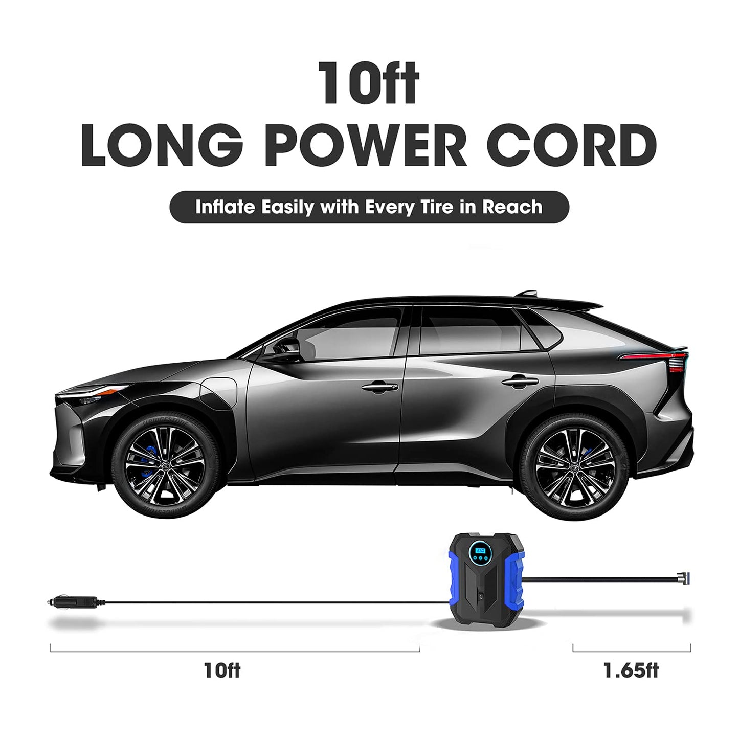 12V Portable Digital Tire Inflator with LED Light - Car Auto Air Compressor