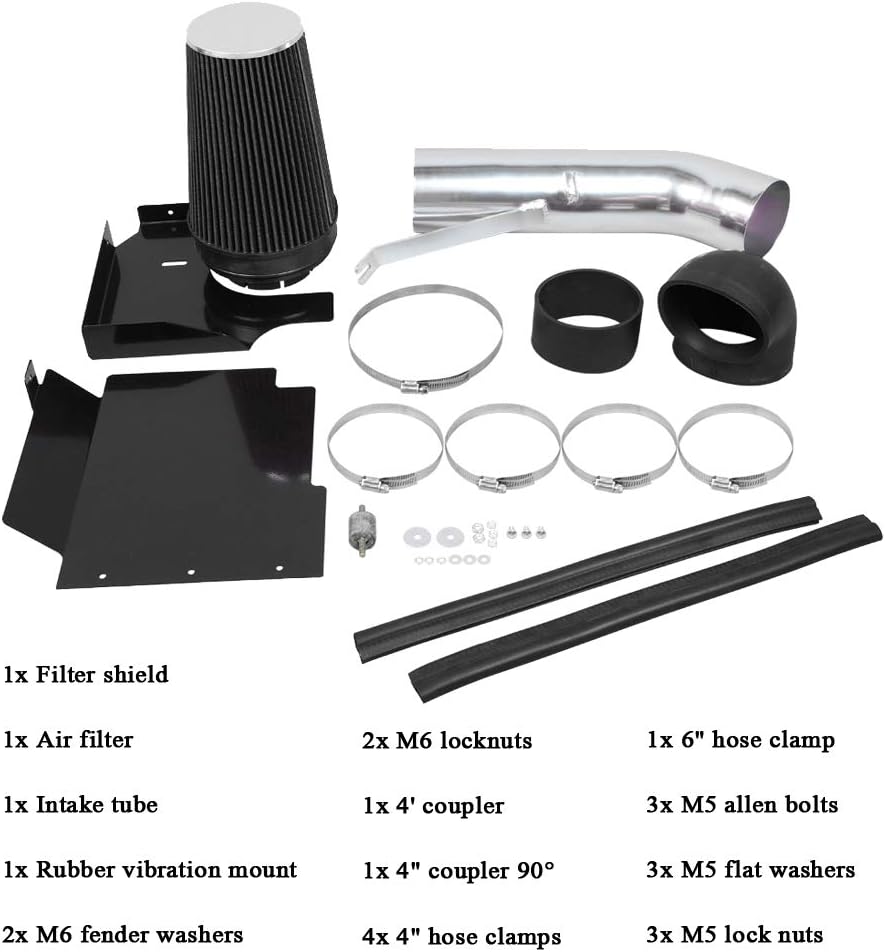 4" Cold Air Intake System + Heat Shield For 99-06 GMC/Chevy V8 4.8L/5.3L/6.0L / Silverado 1500/2500/3500 - OHMU