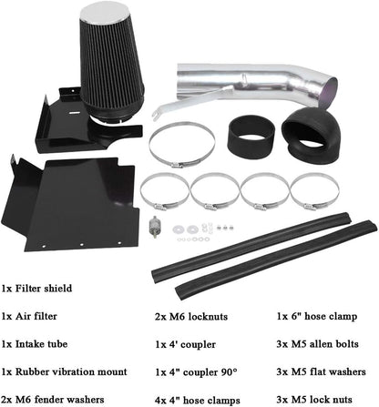 4" Cold Air Intake System + Heat Shield For 99-06 GMC/Chevy V8 4.8L/5.3L/6.0L / Silverado 1500/2500/3500 - OHMU