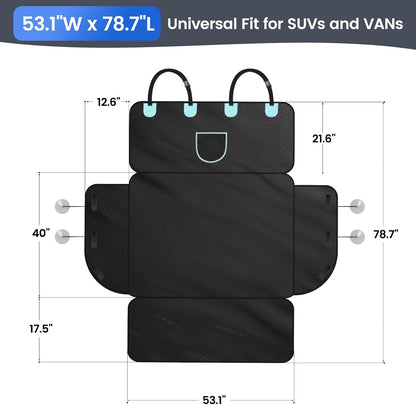 PU Leather Waterproof Dog Cargo Liner - Large Universal Fit w/Taller Side Panels, Bumper Flap (Black)