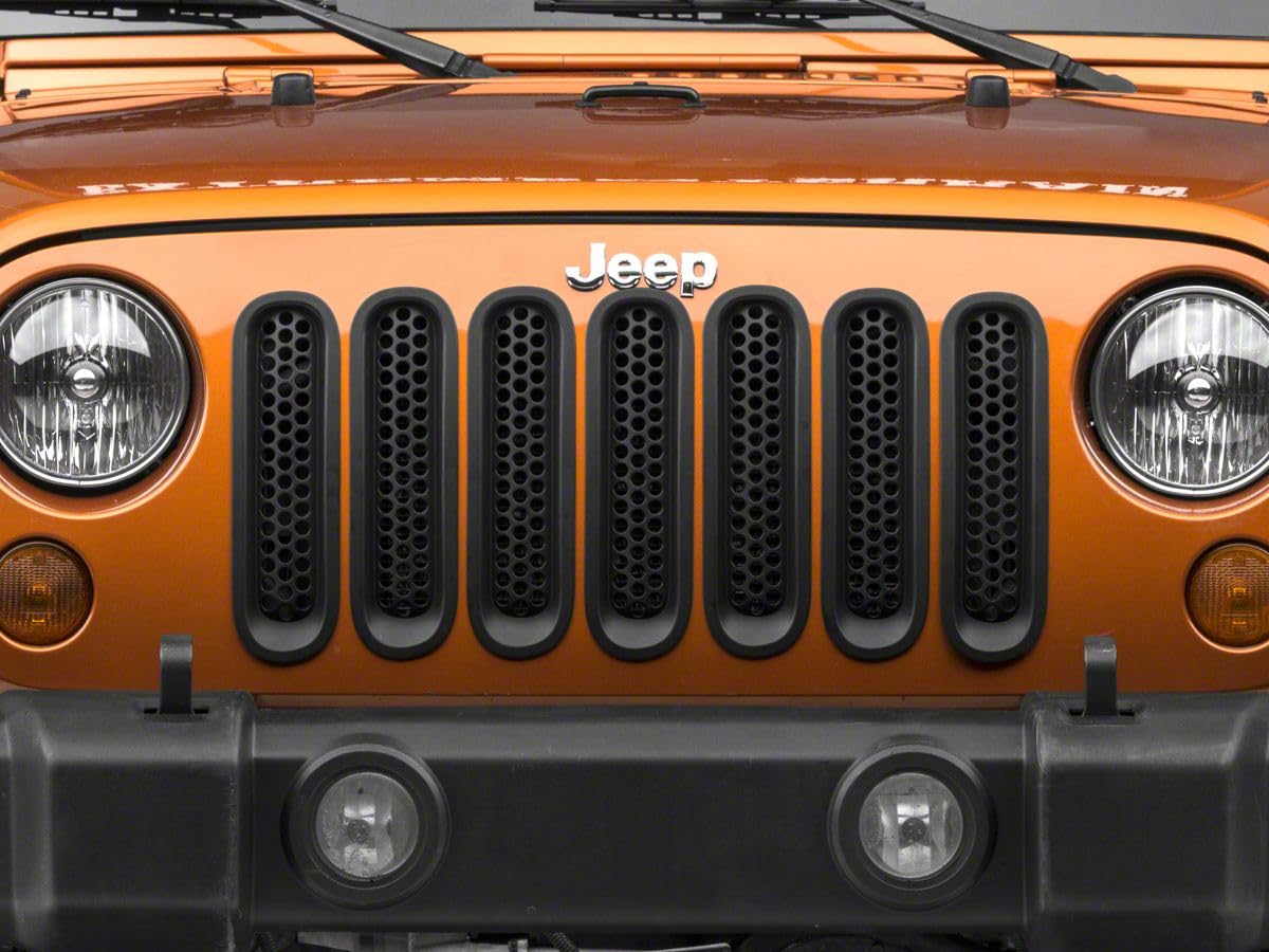 Honeycomb Grille Inserts for Jeep Wrangler JK, Matte Black
