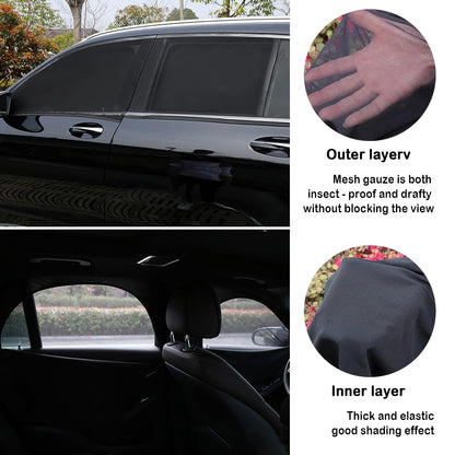 4-PCS Breathable Car Window Shades with Zipper - Privacy Protection for Most Cars