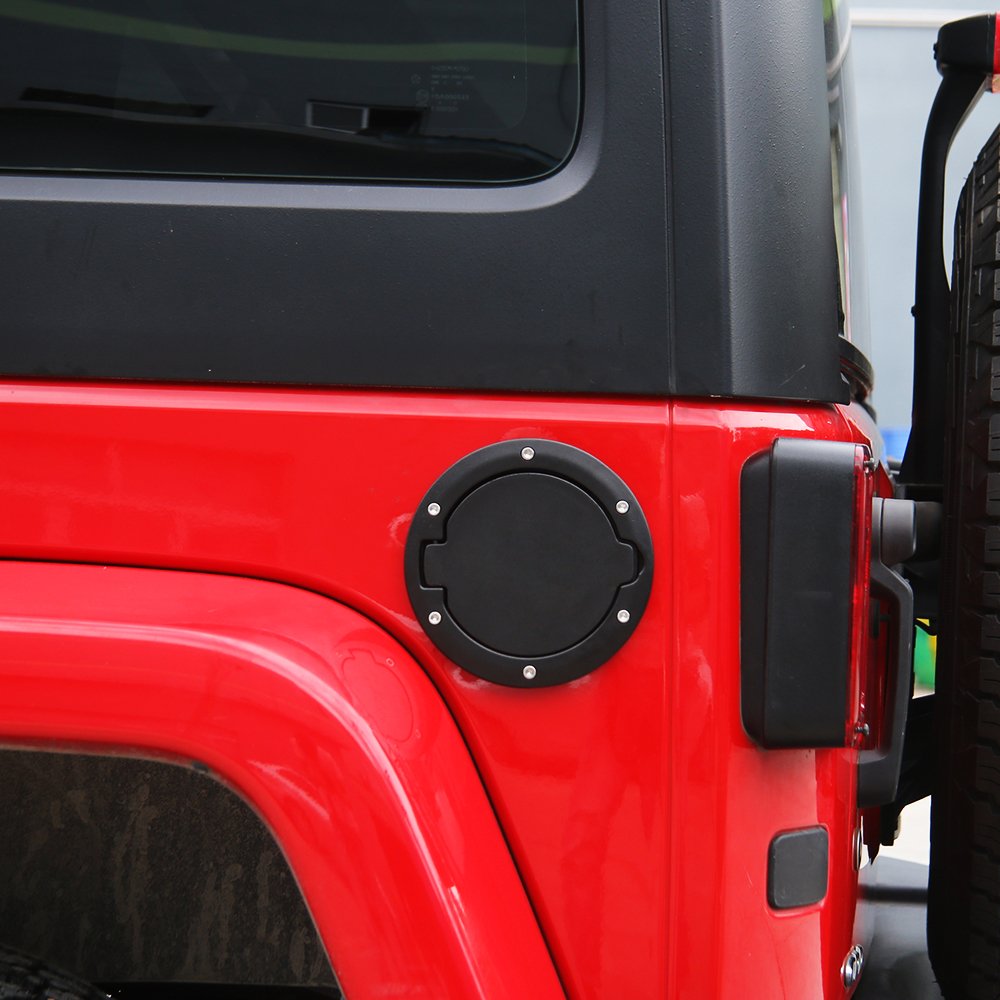 Black Aluminum Fuel Filler Door Cover for 2007-2018 Jeep Wrangler JK