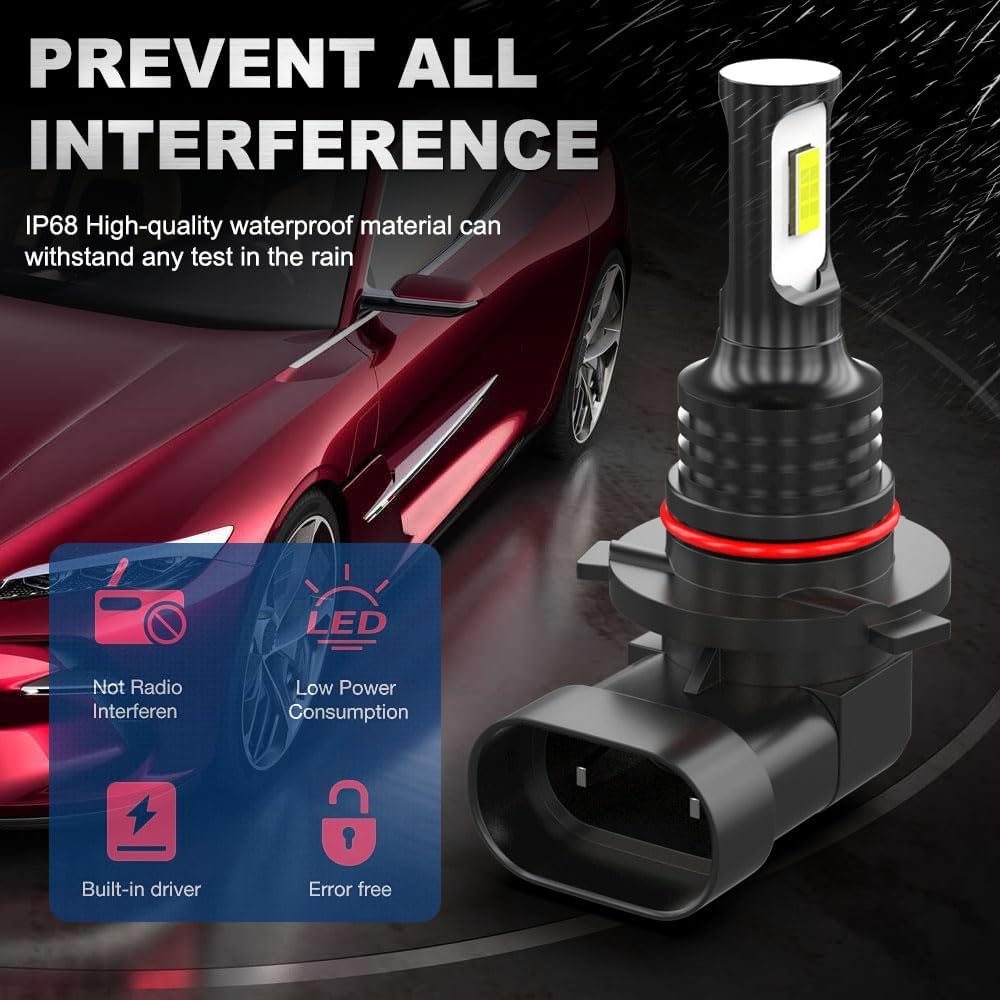 Fit For Ford F150 2004-2014 LED Bulbs Combo,9008 H13 High&Low Beam+9145 Fog Light Bulbs,6000K White,500% Brightness,9008 9145 Light Bulbs,Plug and Play,Pack of 4