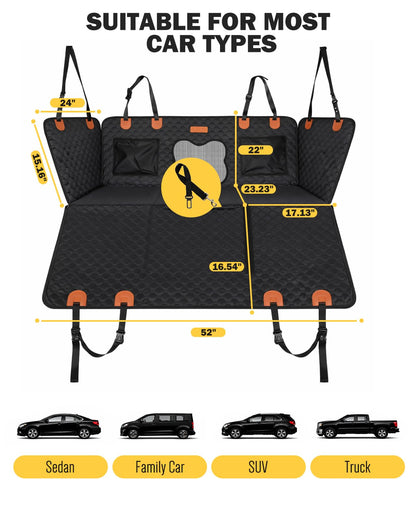 420 lb Waterproof Back Seat Extender with Hard Bottom - Anti-Scratch, Easy Clean for Dogs