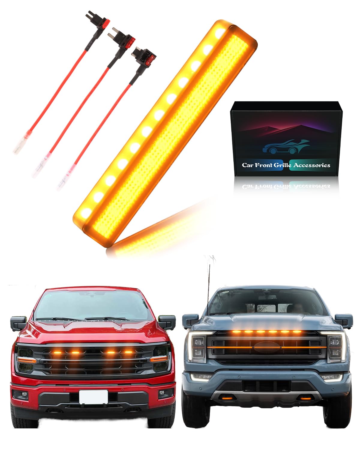 Ford F150 LED Front Grill Lights (2018-2026 Amber, 4-Pack)