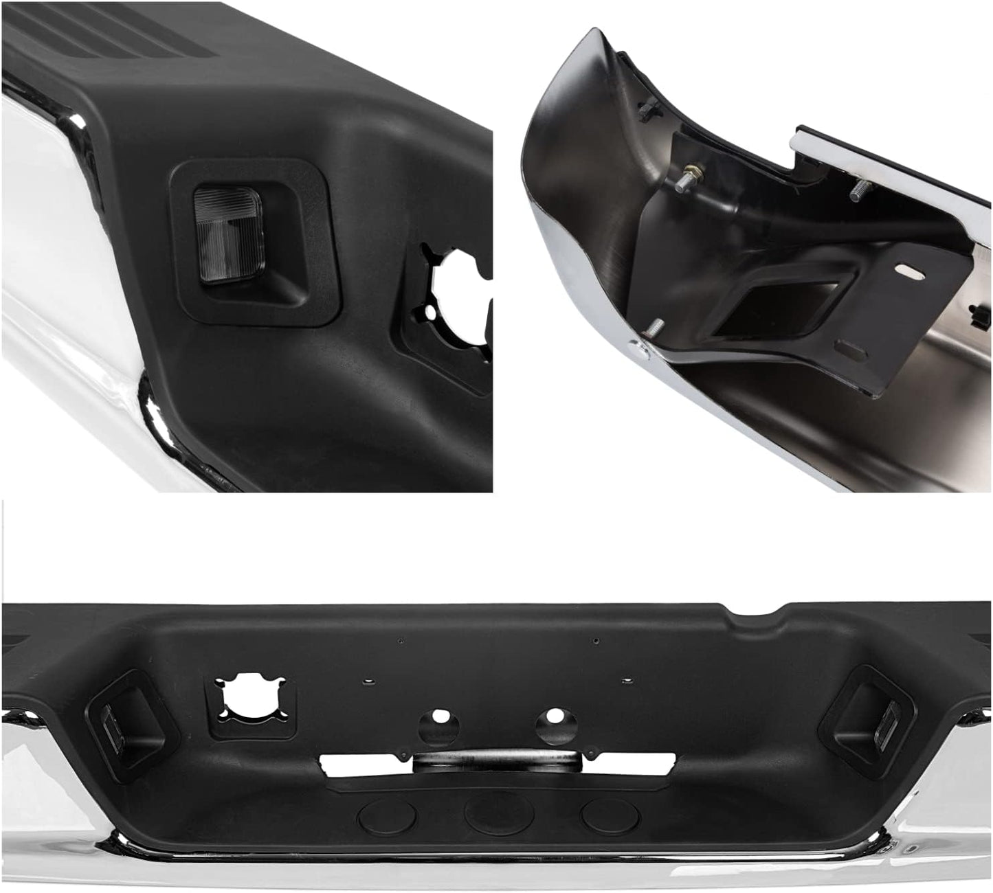 KUAFU Rear Step Bumper Assembly Compatible With 2002-2008 Dodge Ram 1500 2003-2009 Ram 2500 3500 Replace for CH1103111 CH1103108 W/Top Pads & & license Plate lamp Chrome