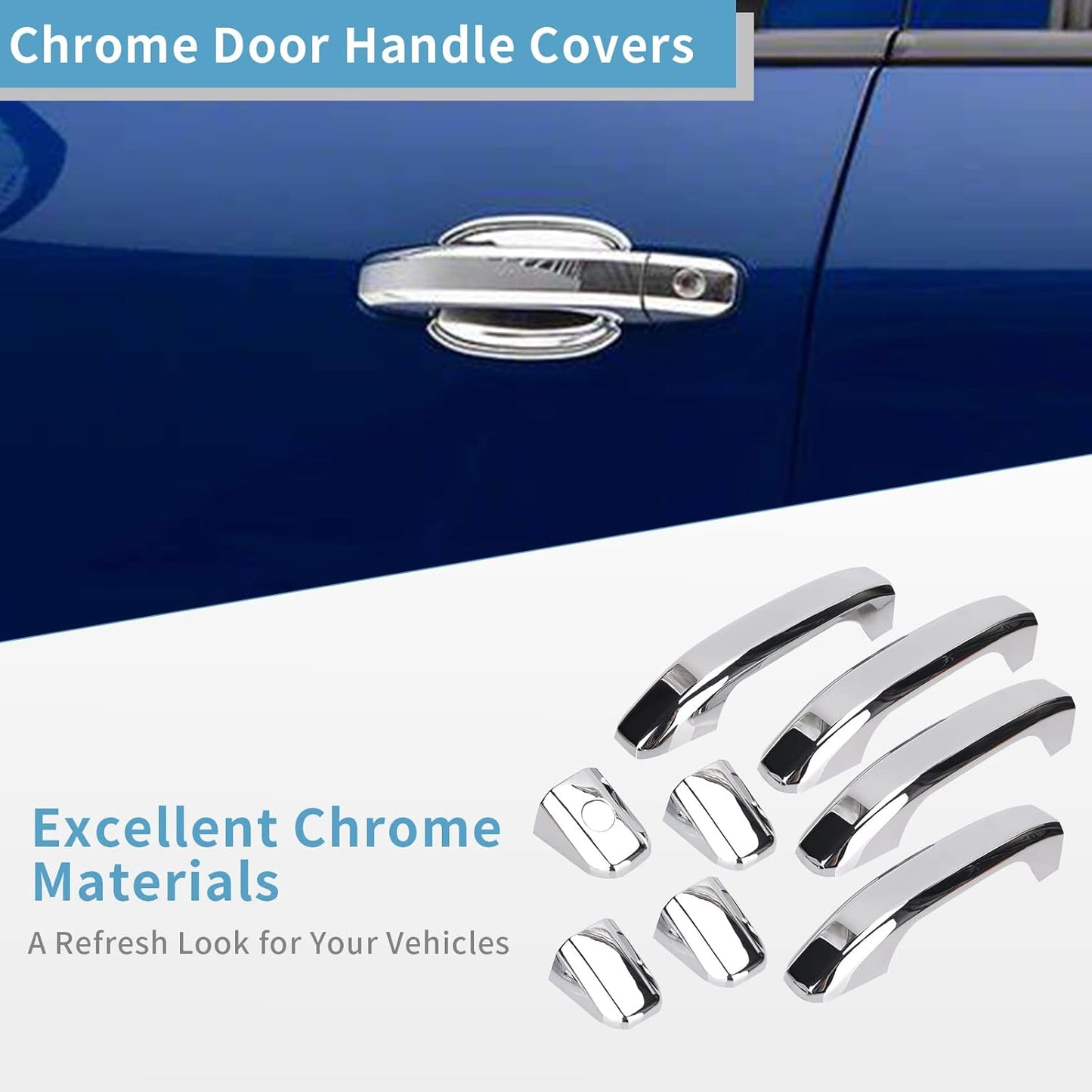 Chrome Handle + Mirror + Tailgate Cover Kit for 2014-2018 Chevy/GMC 1500/2500/3500 (Excludes Tow Mirror)