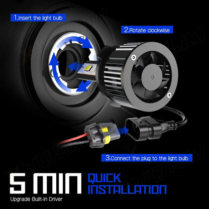 Compatible For Dodge RAM 1500 2500 3500 High and Low Beams Light Bulbs 2009 2010 2011 2012 2013 2014 2015 2016 2017 2018 2019 2020 2021 2022 2023, 6500K White, 500% Brightness, Plug n Play, Pack of 4