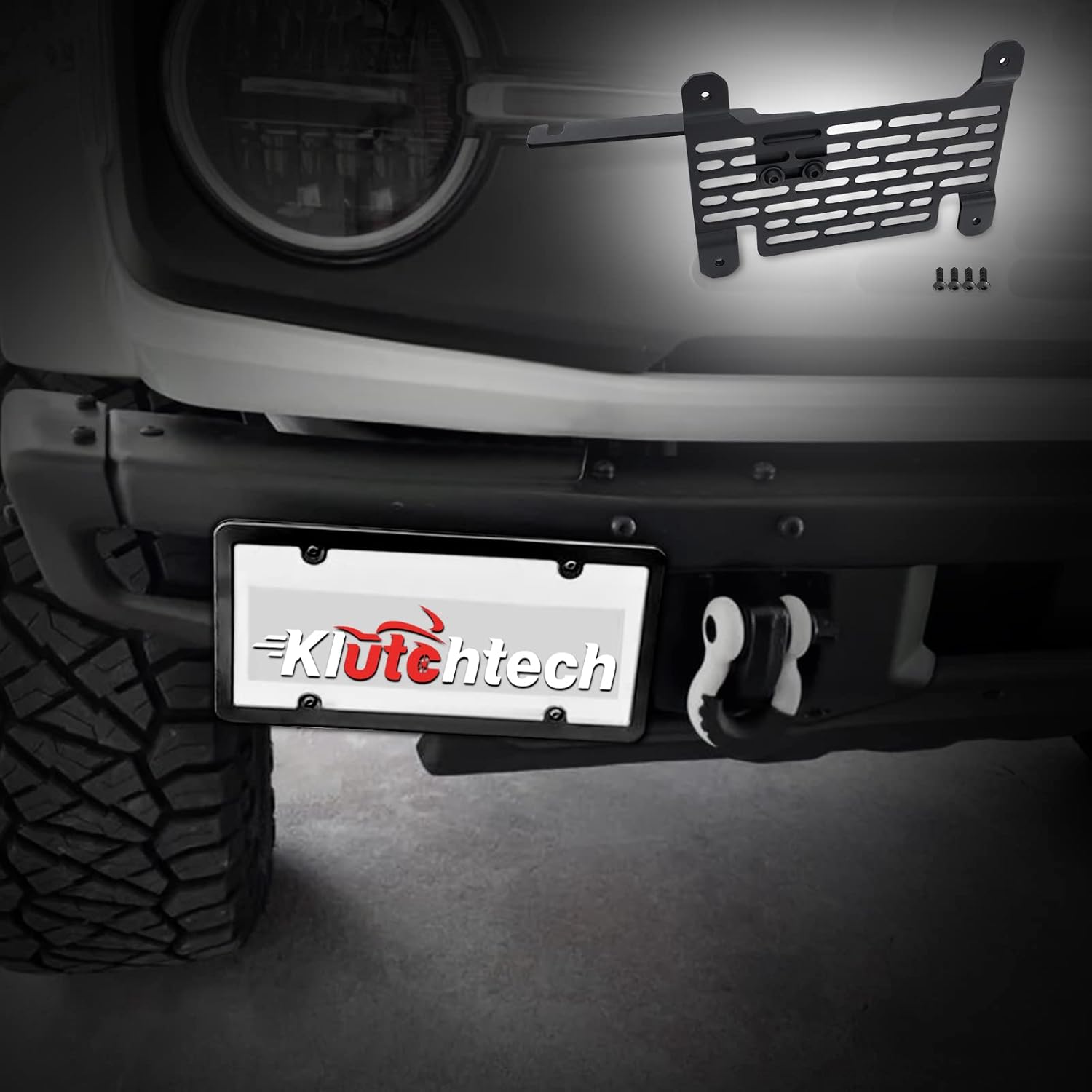 Bronco License Plate Holder 2021-2024, Front Plate Frame for Modular Steel Bumper Compatible with Bronco Accessories 2024-2021 6th Gen. Durable and Stylish License Plate Mount