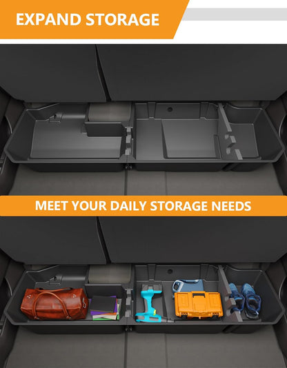 KINGGERI Under Seat Storage Boxes Compatible with 2019-2025 Chevy Chevrolet Silverado 1500/GMC Sierra 1500, 2020-2025 Silverado/Sierra 2500HD/3500HD, Crew/Double Cab Rear Underseat Storage Accessories