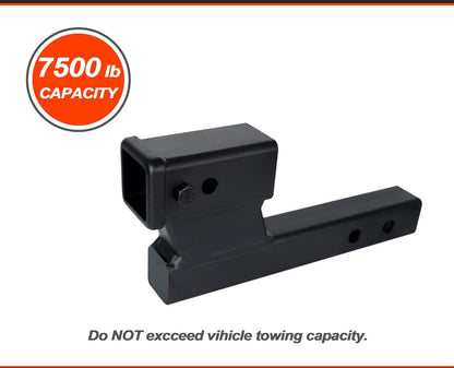 2" Hitch Extender with 4" Drop/Rise - 7.75" & 9.75" Extension, 7,500 lb Capacity, Matte Black - 84128