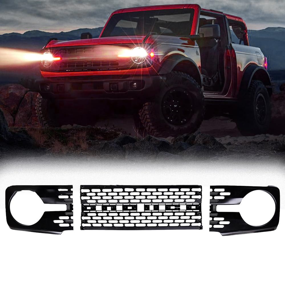 Glossy Black Front Grille for Ford Bronco 2021-2026