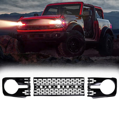Glossy Black Front Grille for Ford Bronco 2021-2026