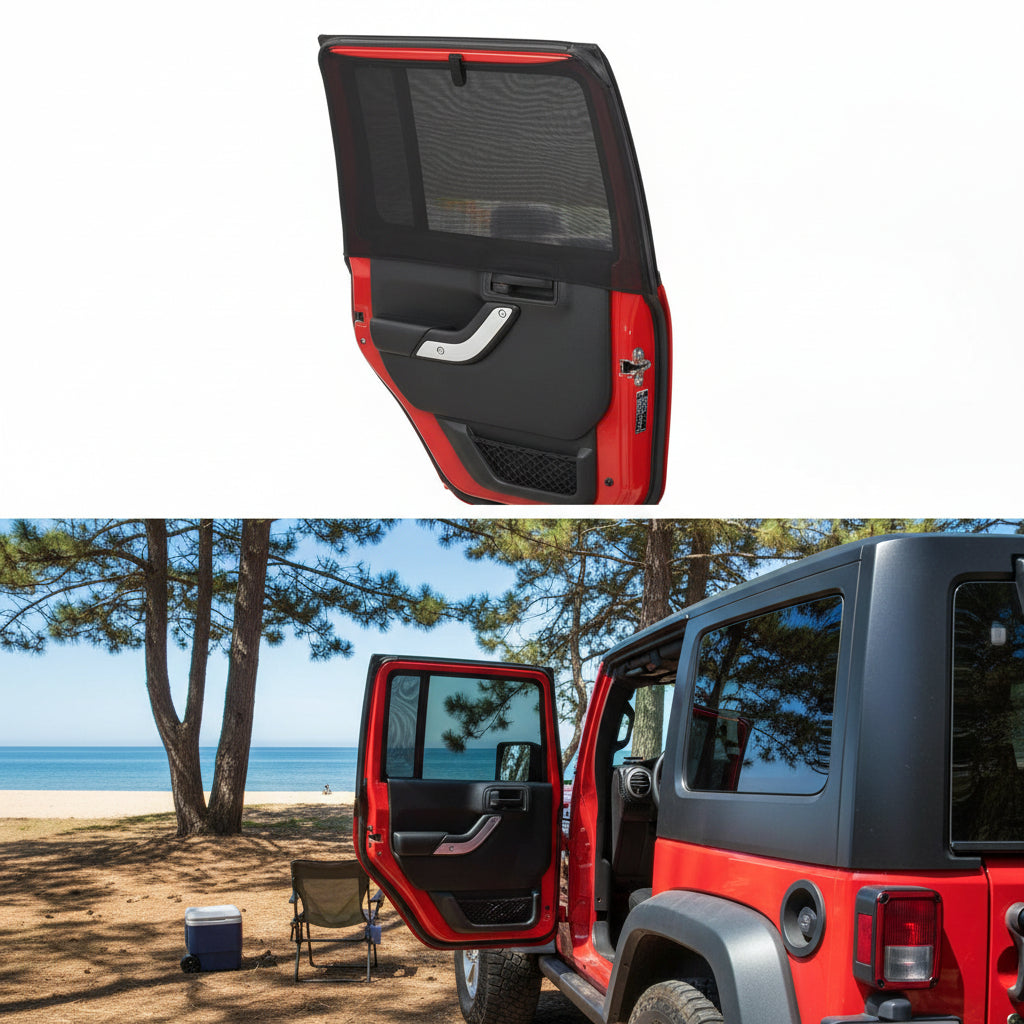 Breathable Rear Window Sun Shade for Jeep Wrangler & Gladiator - UV Protection for Pets/Camping