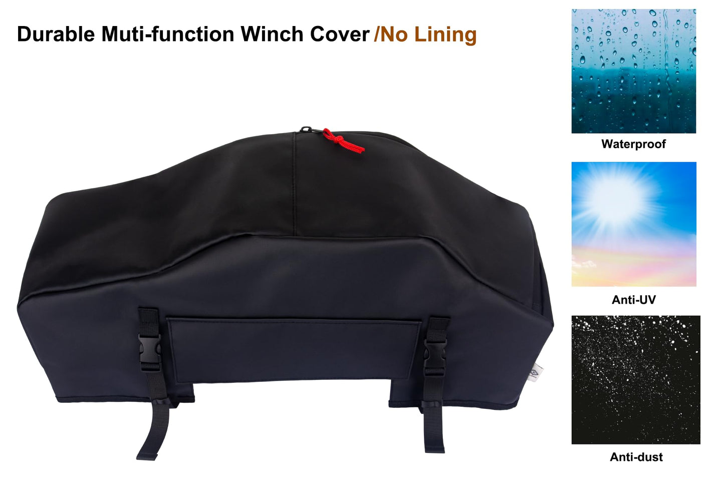 UV & Waterproof Winch Cover for 8000-13500 lbs Electric Winches (Black)