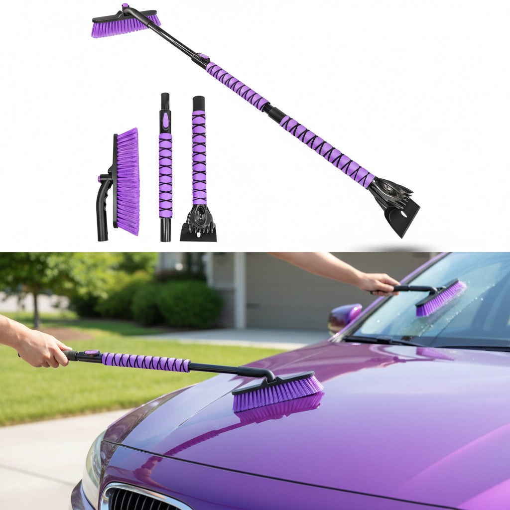 51" Extendable Heavy-Duty Snow Brush for Trucks/SUVs - Purple
