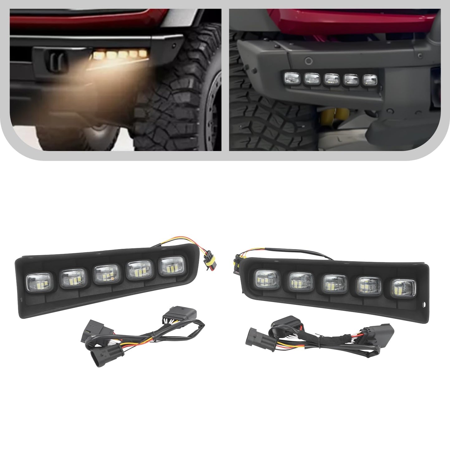 Bronco LED Fog Lights, Dual Color, Waterproof, Plug & Play