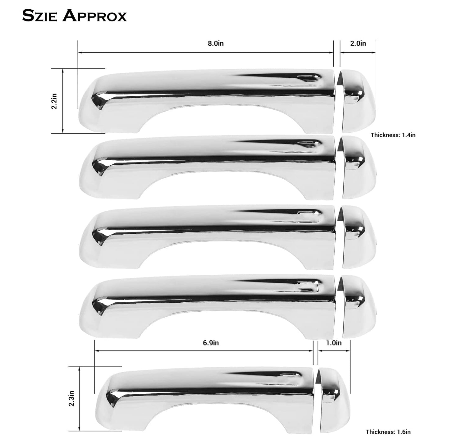 10-Pack Chrome Door Handle Covers for 2018-2025 Jeep Wrangler JL 4-Door