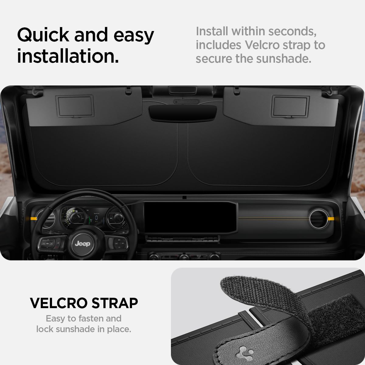 Triple-Coated CryoShade Windshield Sunshade for 2018-2025 Jeep Wrangler & Gladiator
