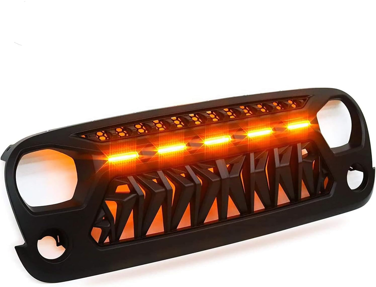 Jeep Wrangler JK Shark Grille with Amber Lights - Matte Black (2007-2018)