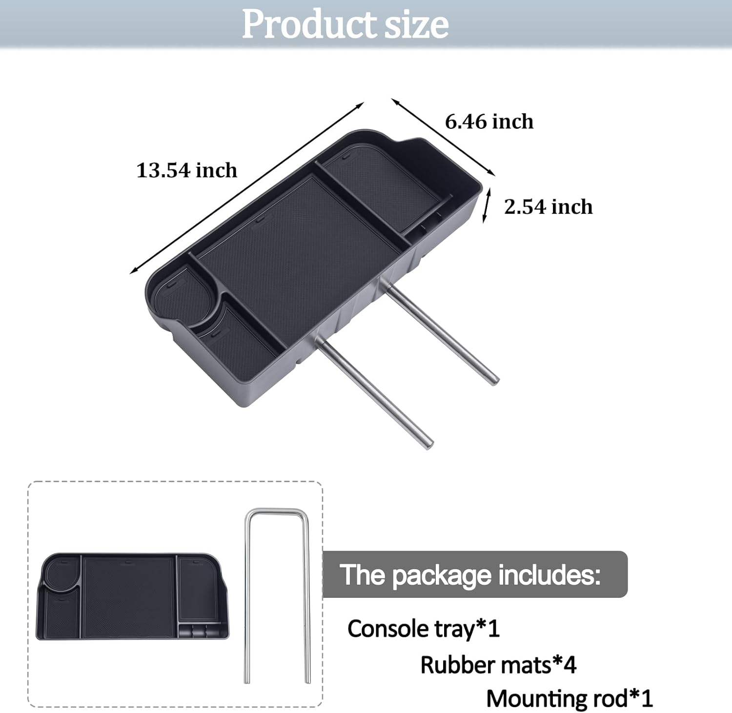 JDMCAR Upgrade Front Center Seat Headrest Organizer Compatible with 2011-2024 2025 Ford F150 F250 F350 F450 F550 F650 Accessories, Coin Container Storage Box with Non-Slip Silicone Mat(Jump Seat Only)