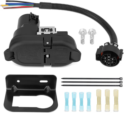 7/4 Pin Trailer Harness with Mounting Bracket - Adapter Plug for USCAR Multi-Tow Pickup Trucks
