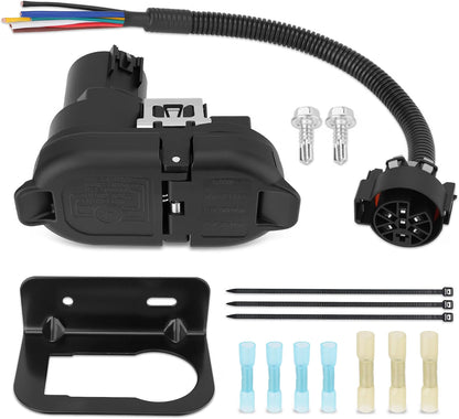 7/4 Pin Trailer Harness with Mounting Bracket - Adapter Plug for USCAR Multi-Tow Pickup Trucks