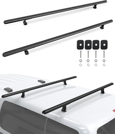 500 lb Truck Topper Ladder Rack (60" Aluminum) - Black for Van/Truck Cap