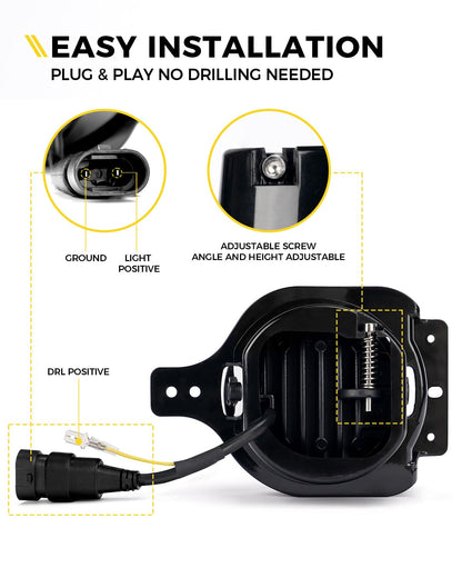 300% Brighter LED Fog Lights for 2018-2025 Jeep JL & Gladiator JT - DOT, Plug & Play