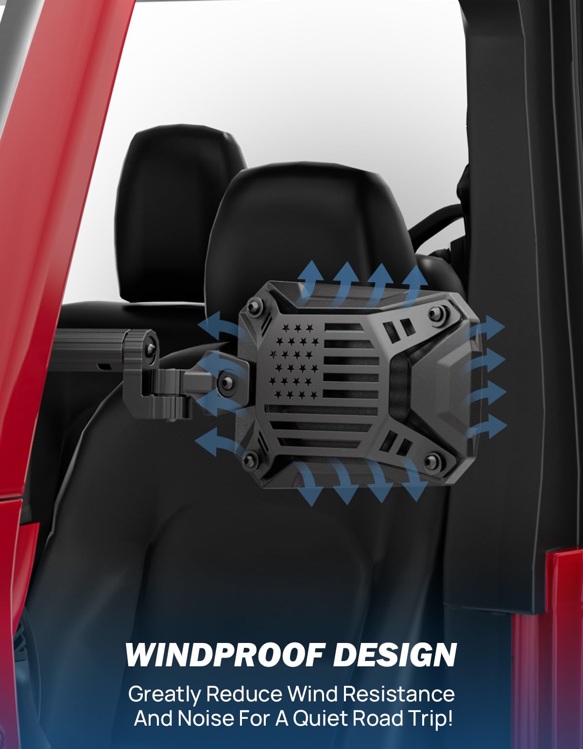 Side Mirrors for 2024-2026 Jeep Wrangler JL & Gladiator JT - Doors-Off, No-Vibrate (Excludes 1986-2023)