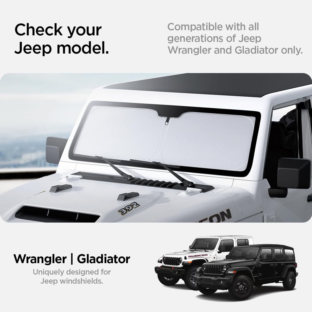Triple-Coated CryoShade Windshield Sunshade for 2018-2025 Jeep Wrangler & Gladiator