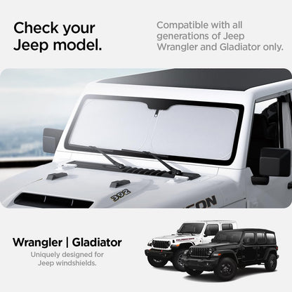 Triple-Coated CryoShade Windshield Sunshade for 2018-2025 Jeep Wrangler & Gladiator