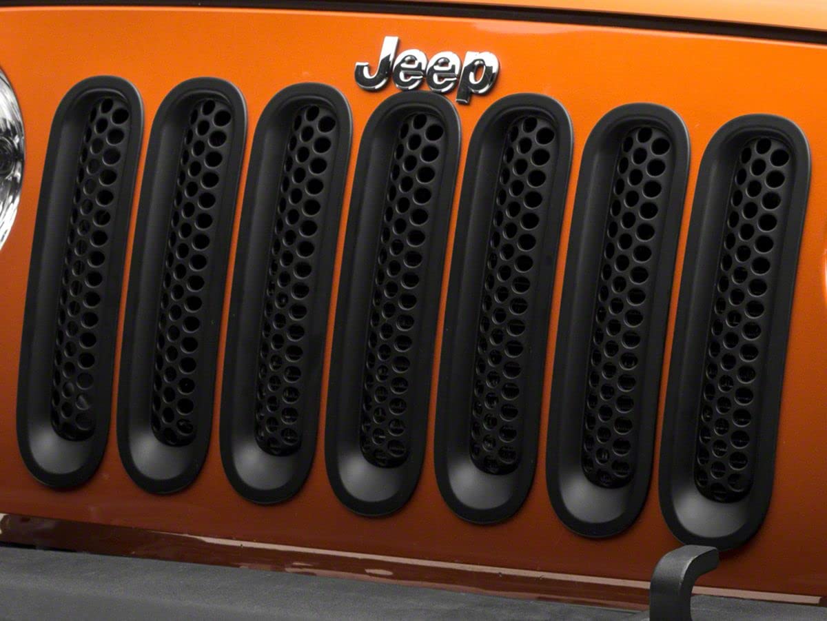 Honeycomb Grille Inserts for Jeep Wrangler JK, Matte Black