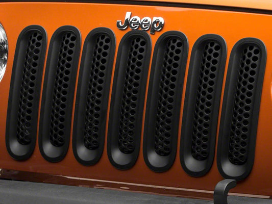 Honeycomb Grille Inserts for Jeep Wrangler JK, Matte Black