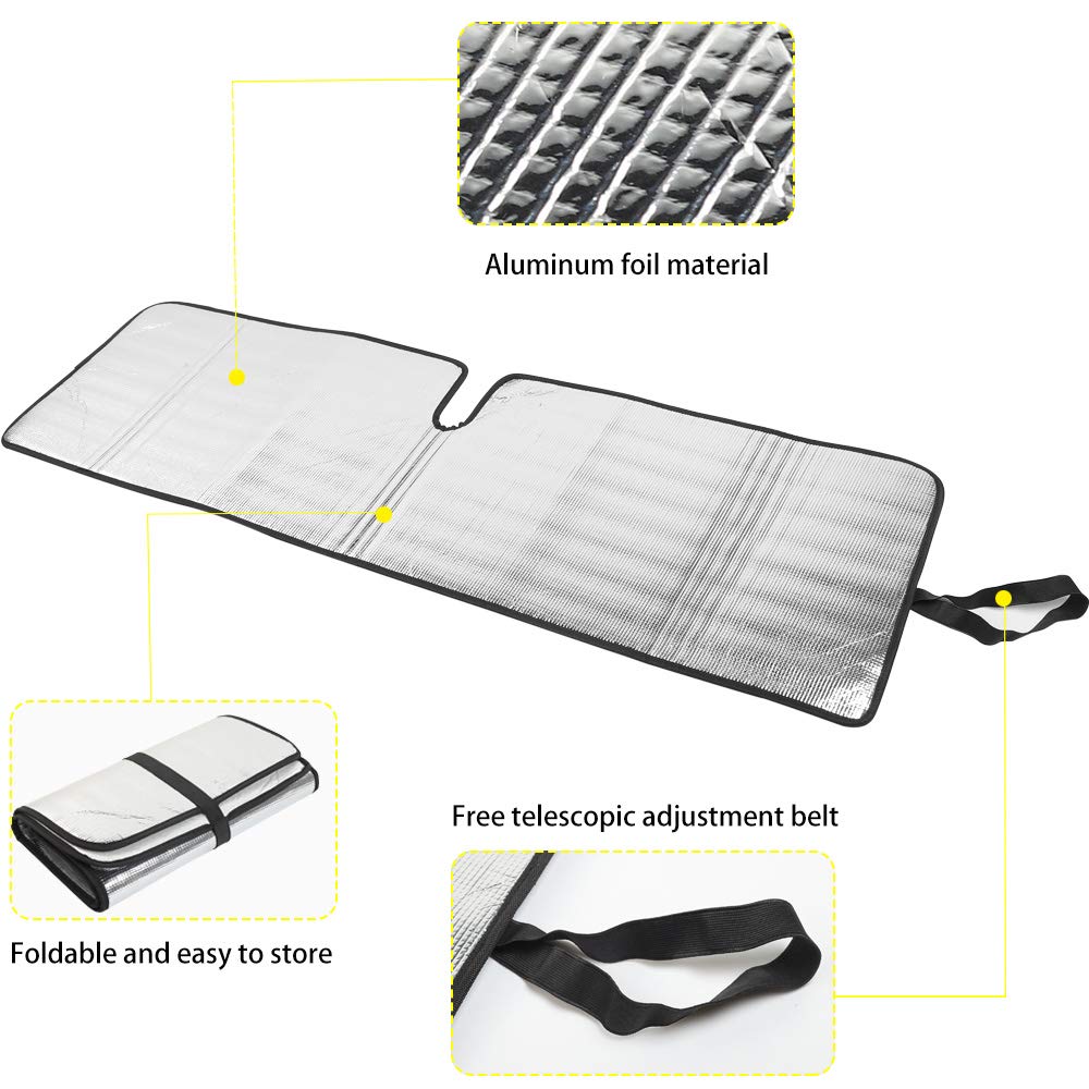 Windshield Sunshade Sun Shade Heat Shield Sun Visor Mat Compatible with Jeep Wrangler Rubicon Sahara TJ JK JKU 2 Door & 4 Door