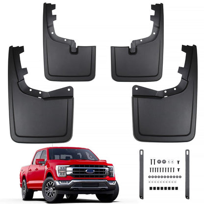 No-Drill Mud Flaps (4-PCS) for 2021-2026 Ford F-150 - Heavy Duty PP+TPE Splash Guards