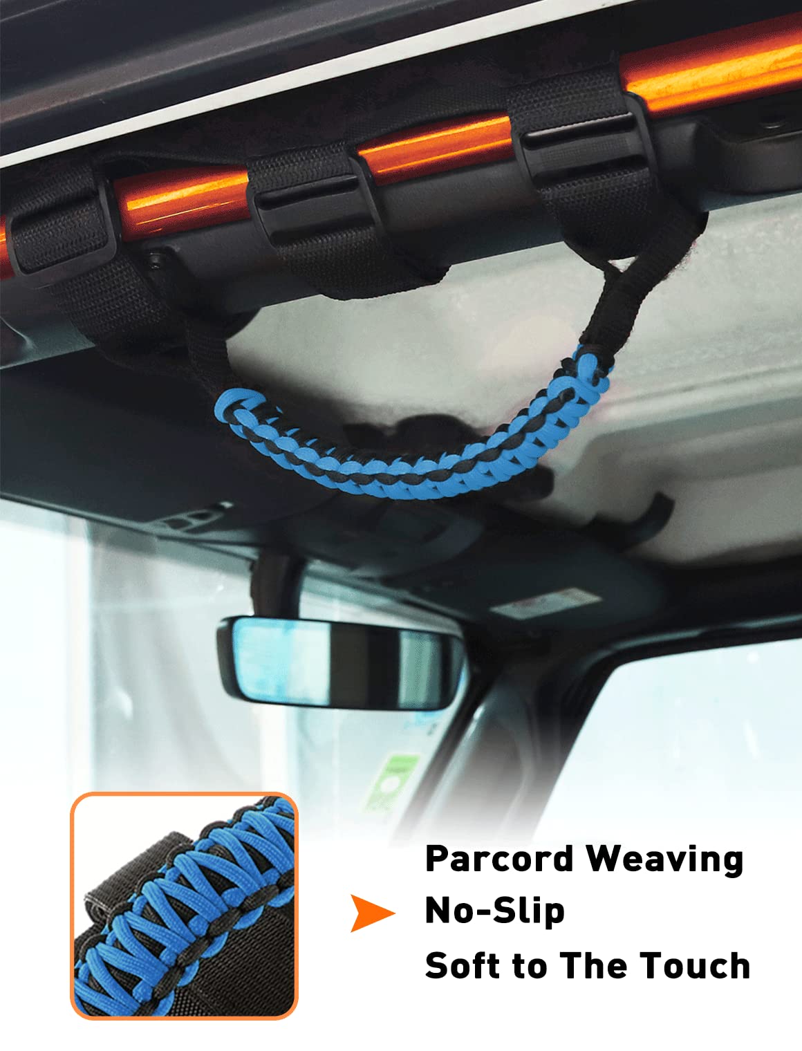 4-Pack Blue Roll Bar Grab Handles for Jeep Wrangler & Gladiator (Universal Fit)