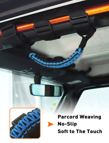 4-Pack Blue Roll Bar Grab Handles for Jeep Wrangler & Gladiator (Universal Fit)