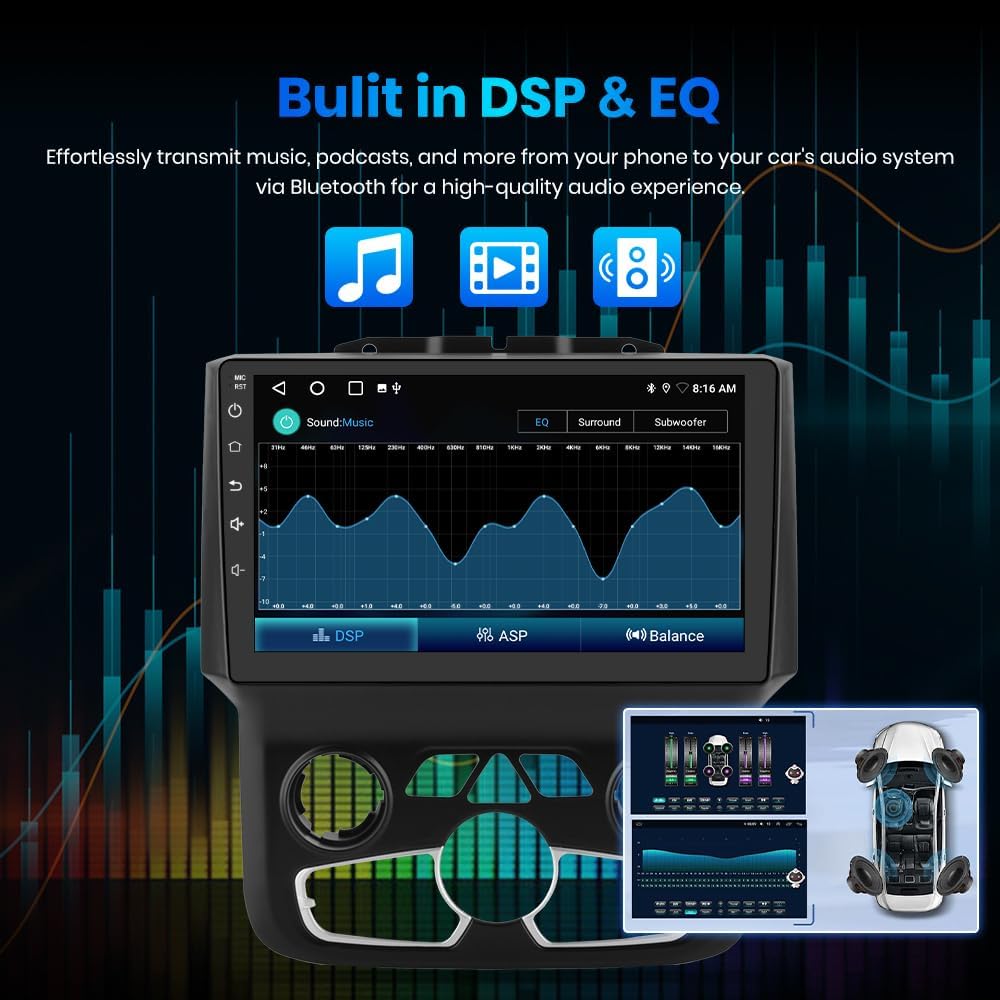 AWESAFE [2+64GB] Android 13 Car Stereo for Dodge Ram 1500 2500 3500 2013-2018 Auto AC with Wireless CarPlay/Android Auto, 9" Touch Screen Radio Replacement with Bluetooth/GPS/WiFi