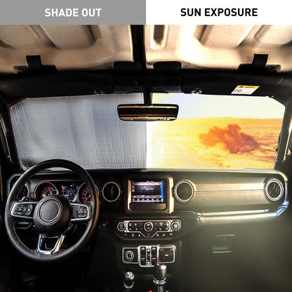 Triple Layer Aluminum Sun Shade for 2018-2025 Jeep Wrangler JL & Gladiator JT - Silver