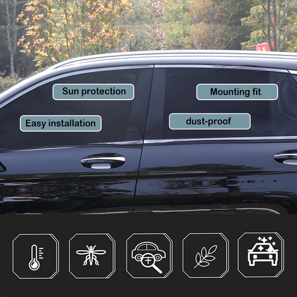 4-PCS Breathable Car Window Shades with Zipper - Privacy Protection for Most Cars