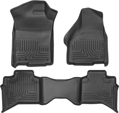 OHMU Front & 2nd Row Floor Liners (3-PCS) for 2009-2018 Ram 1500 Quad Cab & 2019-2022 Classic Quad Cab (Black) - 99011